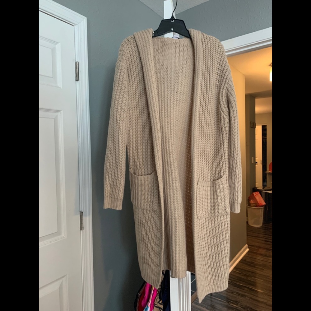 Hooded long cardigan